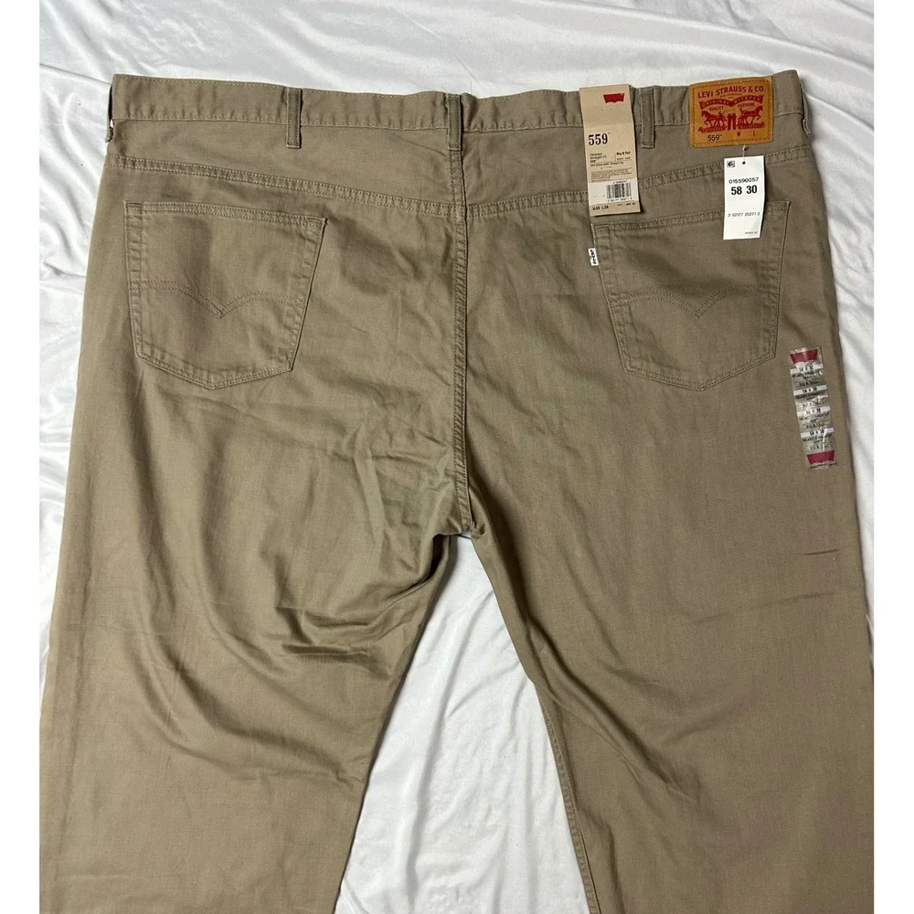 Levis 559 Relaxed Straight Fit Mens Jeans Khaki Tan Big and Tall 58x30 NWT